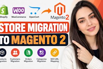 migrate shopify woocommerce opencart store to magento 2 ecommerce data migration