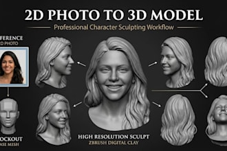 convert  2d to 3d head model 3d bust face model statue realistic head model