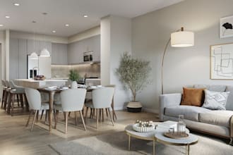 provide realistic building interior renders from mood board, cgi exterior visual