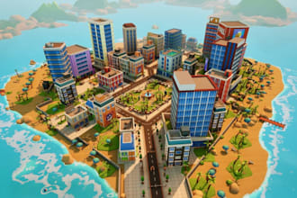 build a low poly or stylized roblox map and island for roblox game