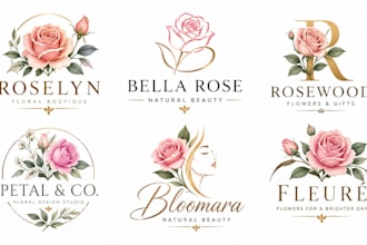 design a professional, flower, floral, botanical, beauty nature rose logo