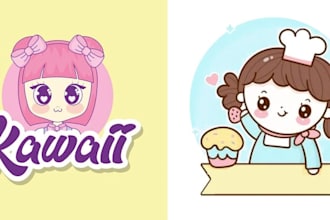 cute kawaii cartoon logo with exclusive license