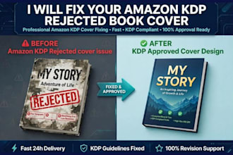 fix, edit, redesign  rejected kindle cover, kdp cover, KDP book cover for amazon