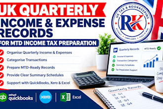 organize UK quarterly income and expense records for mtd income tax preparation