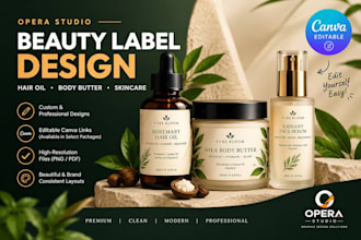 design canva editable hair oil, body butter and skincare labels