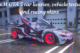 design fivem gta 5 car liveries, vehicle textures, racing car skins, vehicle mod