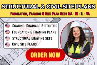 do structural civil site plan map drawings for ma indiana illinois virginia