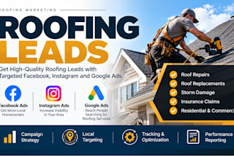 setup roofing facebook ads, roofing leads, roofing google ads, roofing video ads
