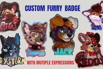 design custom furry stickers furry badge, pfp, icon, animated furry sticker pack