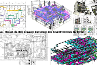 do hvac, manual jds, mep  drawings duct design and revit architecture for permit