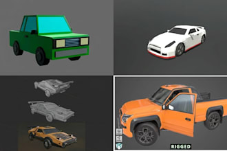 do custom low poly 3d car model game ready vehicle for fivem unity ue5, roblox