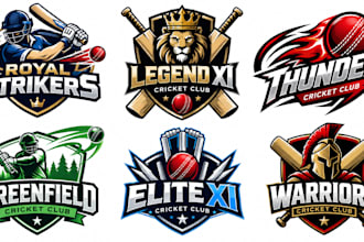 design a professional cricket team, club, cricket bat, sports cricket logo