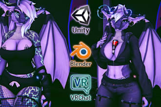 3d vr character model, vrc avatar, unity setup, pc and quest, avatar commission