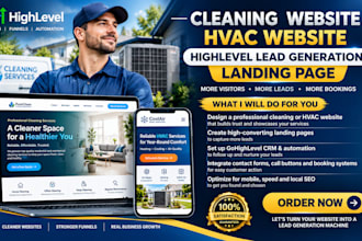 design cleaning website hvac website highlevel lead generation landing page