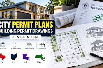 city permit plans, building permit drawings, residential site plans tx oh la ma