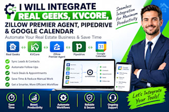 integrate real geeks, kvcore, zillow premier agent, pipedrive, google calander