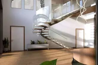 design modern floating staircase curved staircase interior stairs 3d rendering