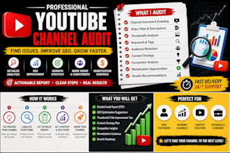 do a professional youtube channel audit and review for growth and performance
