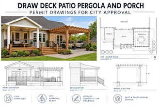 draw deck patio pergola and porch permit drawings for city approval