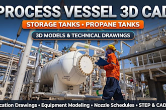 design 3d cad vertical and horizontal process vessels, storage tank propane tank