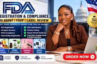 handle fda registration, US agent, fsvp and label compliance