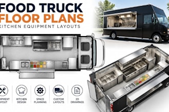design custom food truck floor plans, kitchen equipment lyouts