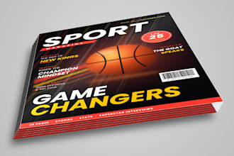 design a sports magazine cover and layout, print ready