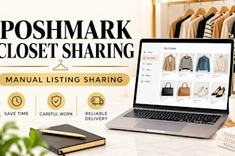 professional manually share your poshmark closet and listings in 24 hours