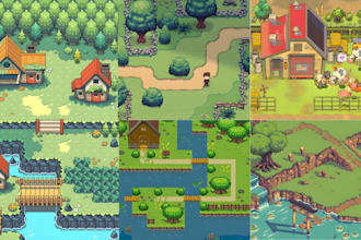 create top down pixel art tilesets backgrounds game environments for game assets
