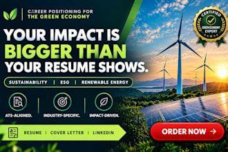 write a sustainability, esg CV, renewable energy ats resume