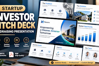 design a startup investor pitch deck and fundraising presentation for founders