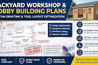 draw custom backyard workshop and hobby building plans