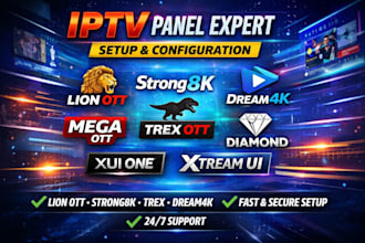 set up reseller panel, mega ott, dream4k, strong8k, trex and lion ott