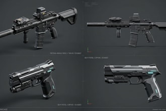 model and animate 3d guns, cosplay weapons, firearms and airsoft guns