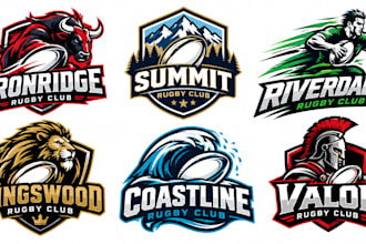 design a professional, team, rugby club, sports, tournament rugby ball logo