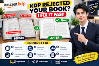 fix KDP manuscript formatting errors rejections reformat book kdp bleed error