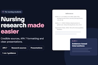 help nursing students with research, apa formatting and presentations