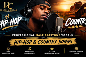 sing professional male baritone vocals for hiphop and country songs