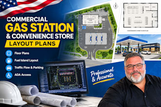 draft commercial gas station and convenience store layout plans