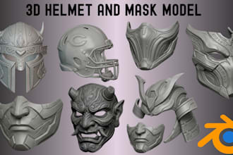 design custom 3d cosplay helmets, football helmets, and mask as print ready stl