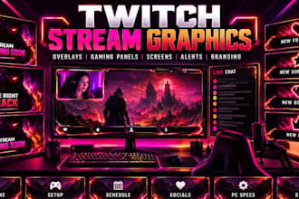 twitch overlay stream graphics gaming panels screens alerts branding