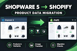 migrate shopware 5 store to shopify with product data and redesign etsy, shopify