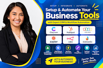 setup clay com, hubspot, zoho, zapier automation, n8n automation and dubsado