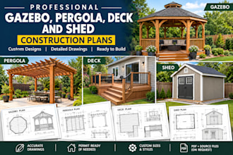 design professional gazebo, pergola, deck, and shed construction plans
