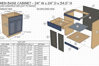design kitchen cabinets with cut lists and dimensions