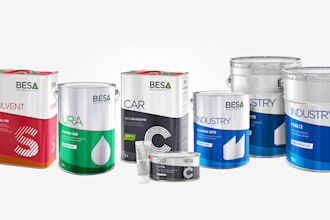 design epoxy resin bottle label industrial paint can chemical packaging dieline