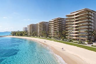 buildup high end residential apartment, waterfront property,wavy tower rendering