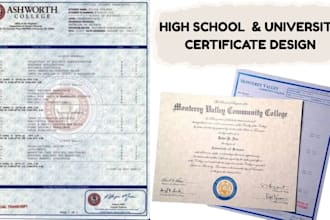 design high school transcript, ged certificate, award and diploma certificate