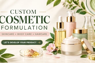 develop custom skincare, haircare and cosmetic product formulations