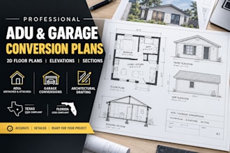 draft adu plans and garage conversion floor plans in autocad